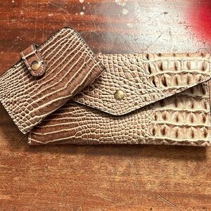 Crocodile Embossed Wallet and Clutch Set